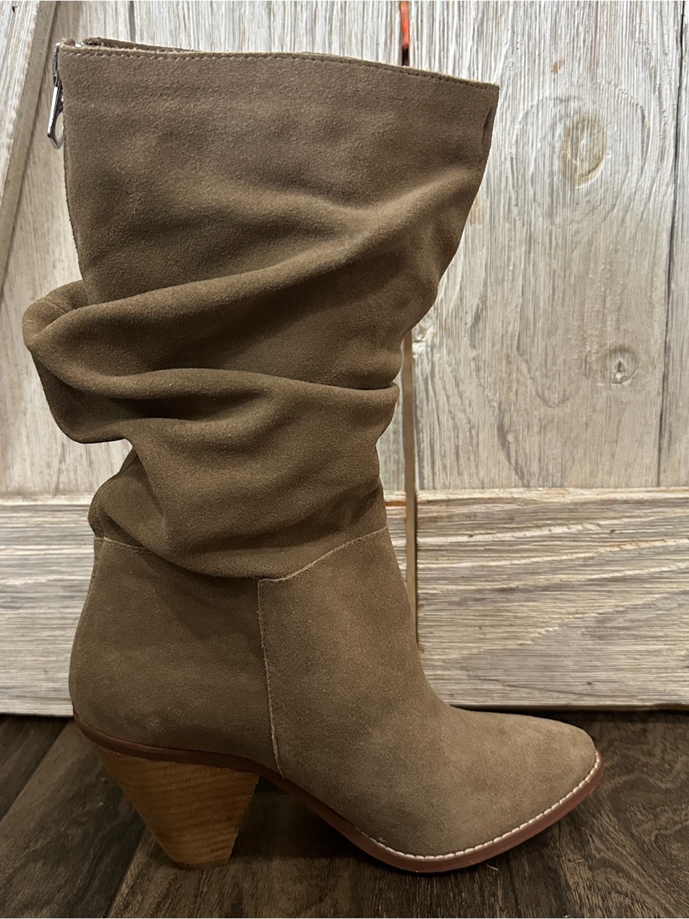 Chinese Laundry Stella Mink Suede Leather Slouchy Mid-Calf Boots - Picture 8 of 12